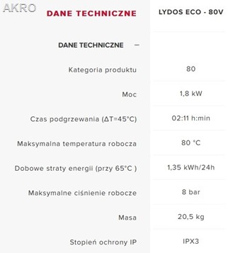ARISTON ogrzewacz wody LYDOS ECO 80V litrów